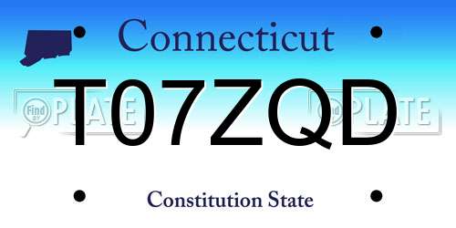 T07ZQD Connecticut License Plate