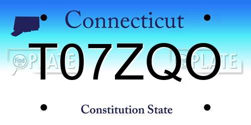 T07ZQO Connecticut License Plate