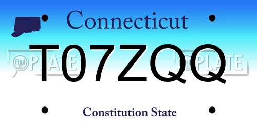 T07ZQQ Connecticut License Plate