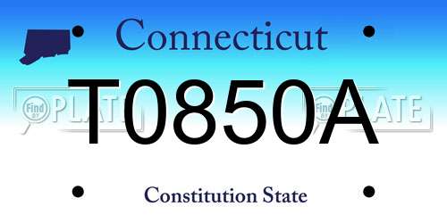 T0850A Connecticut License Plate