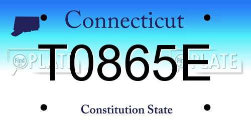 T0865E Connecticut License Plate