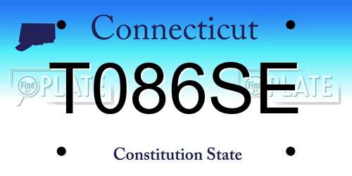 T086SE Connecticut License Plate