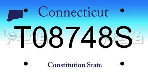 T08748S Connecticut License Plate