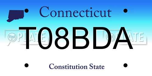 T08BDA Connecticut License Plate