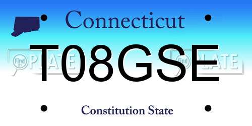 T08GSE Connecticut License Plate