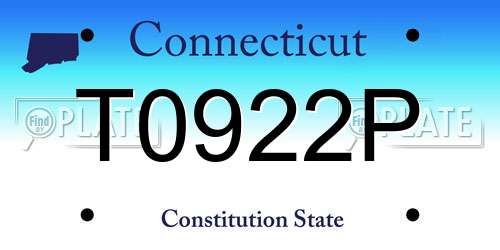 T0922P Connecticut License Plate