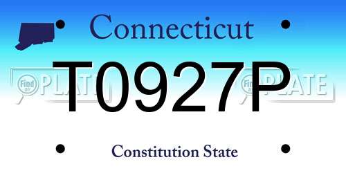 T0927P Connecticut License Plate