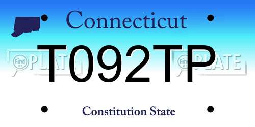 T092TP Connecticut License Plate
