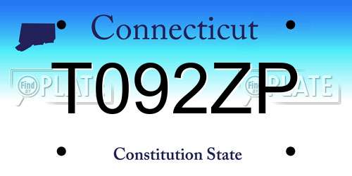 T092ZP Connecticut License Plate