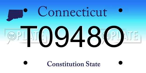 T0948O Connecticut License Plate