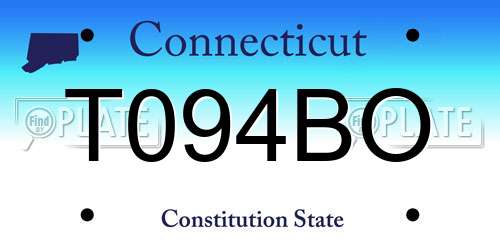 T094BO Connecticut License Plate