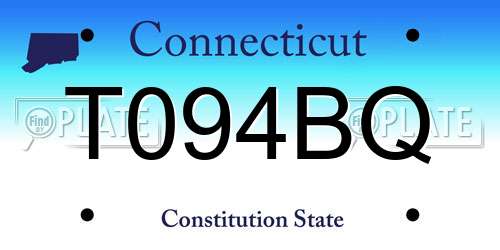 T094BQ Connecticut License Plate