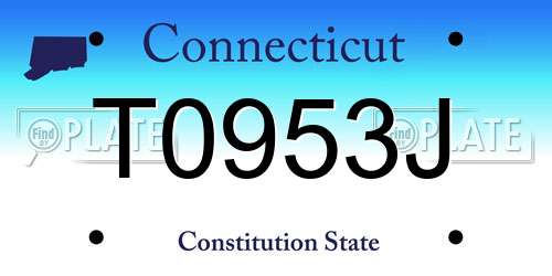 T0953J Connecticut License Plate