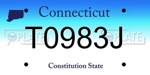 T0983J Connecticut License Plate
