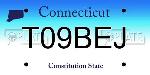 T09BEJ Connecticut License Plate