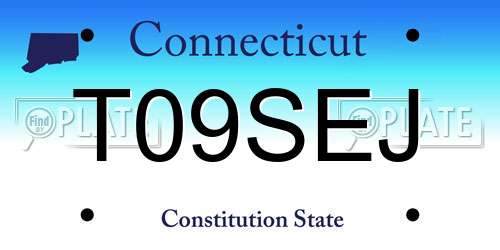 T09SEJ Connecticut License Plate