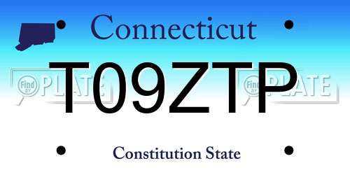 T09ZTP Connecticut License Plate