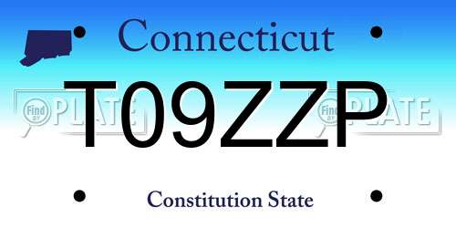 T09ZZP Connecticut License Plate