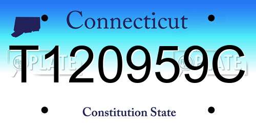 T120959C Connecticut License Plate