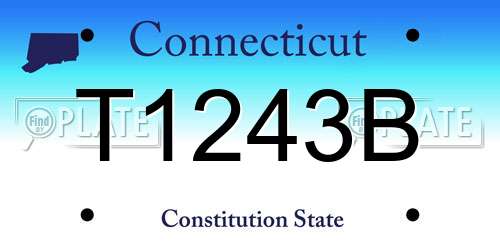 T1243B Connecticut License Plate
