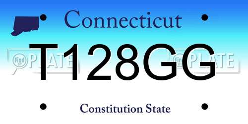 T128GG Connecticut License Plate