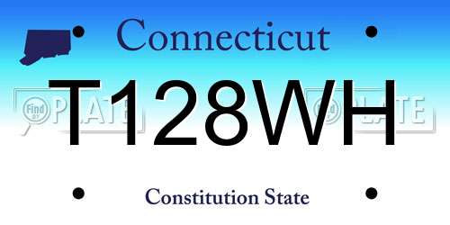 T128WH Connecticut License Plate