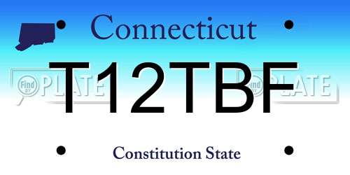 T12TBF Connecticut License Plate