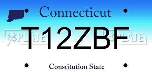 T12ZBF Connecticut License Plate