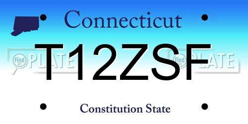 T12ZSF Connecticut License Plate