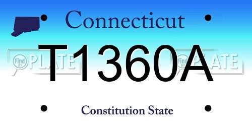 T1360A Connecticut License Plate
