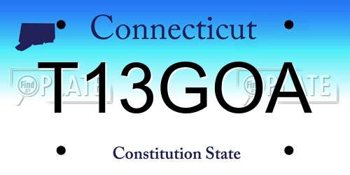 T13GOA Connecticut License Plate