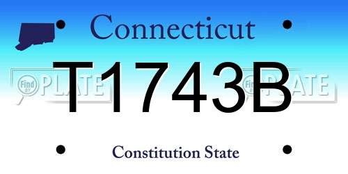 T1743B Connecticut License Plate