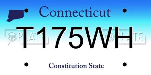 T175WH Connecticut License Plate