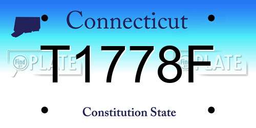 T1778F Connecticut License Plate