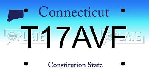 T17AVF Connecticut License Plate