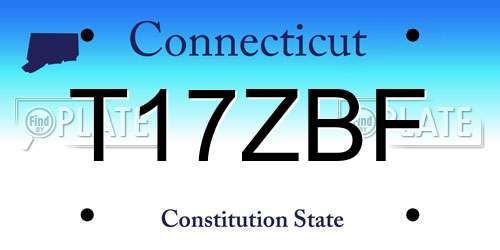 T17ZBF Connecticut License Plate
