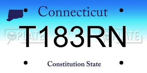 T183RN Connecticut License Plate