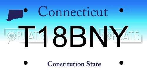 T18BNY Connecticut License Plate