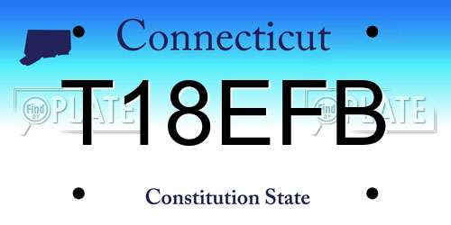 T18EFB Connecticut License Plate