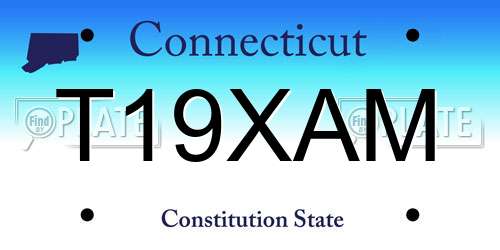 T19XAM Connecticut License Plate