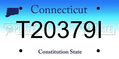 T20379I Connecticut License Plate