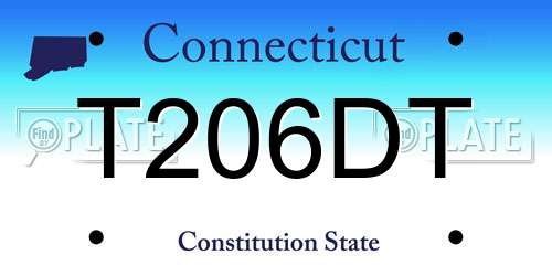 T206DT Connecticut License Plate