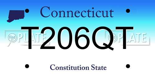 T206QT Connecticut License Plate