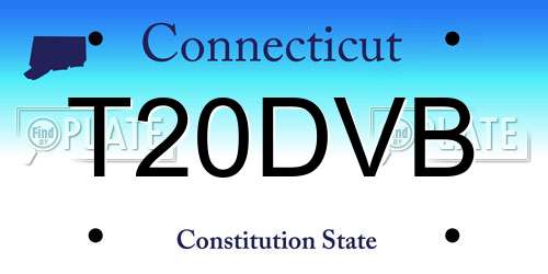 T20DVB Connecticut License Plate