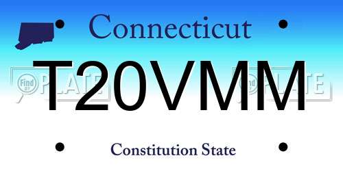 T20VMM Connecticut License Plate