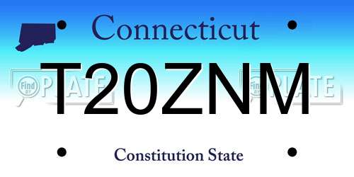 T20ZNM Connecticut License Plate