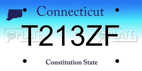T213ZF Connecticut License Plate