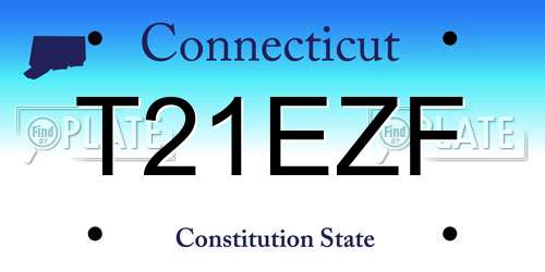 T21EZF Connecticut License Plate