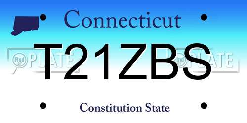 T21ZBS Connecticut License Plate