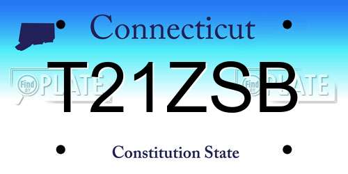 T21ZSB Connecticut License Plate
